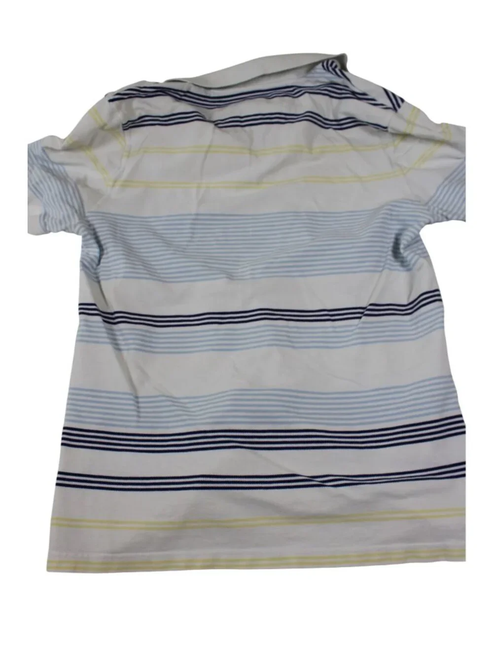 Banana Republic Mens Striped Polo Shirt White Blue Yellow Short Sleeve M